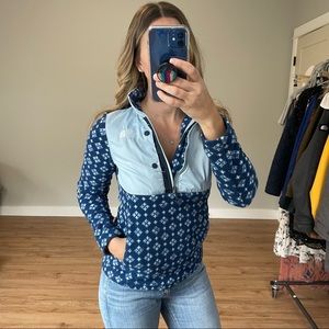 The North Face 200WT Tundra 1/2 Zip Pullover Fleece Jacket Blue Snowflake (XS)